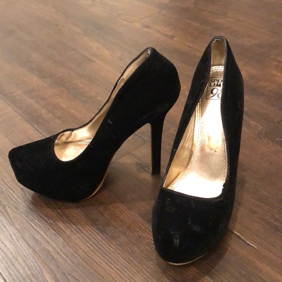 black velvet platform shoes